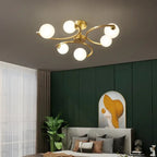 Lampa Sufitowa Art Deco z Zakrzywionymi Ramionami i Kulami Opal ##POS:6##