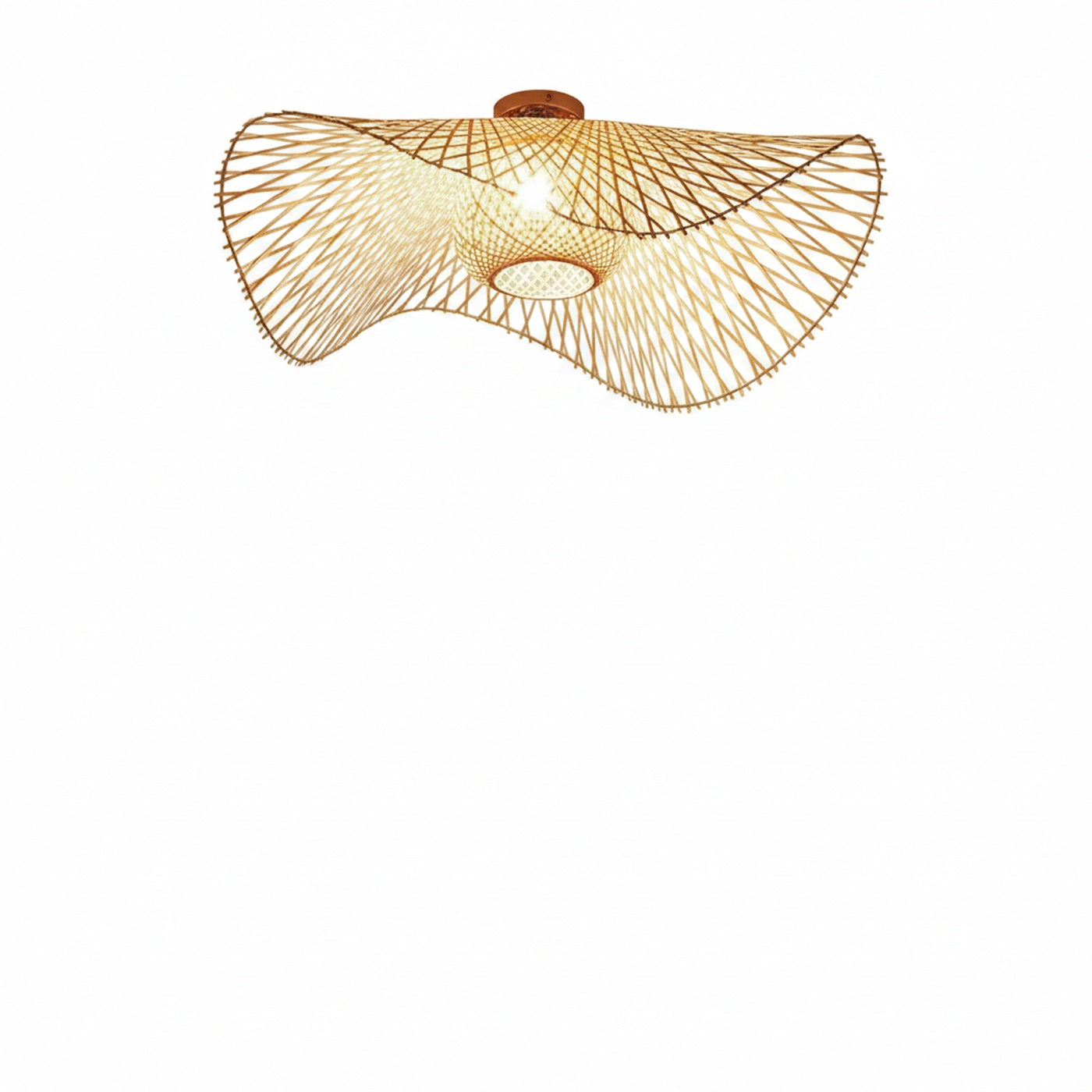 Lampa Sufitowa Boho z Plecioną Rattanową Kloszą w Kształcie Fali