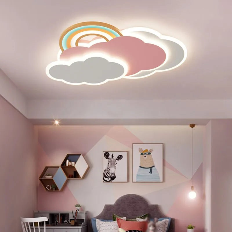 Lampa Sufitowa do Pokoju Dziecięcego w Kształcie Chmury z Tęczą