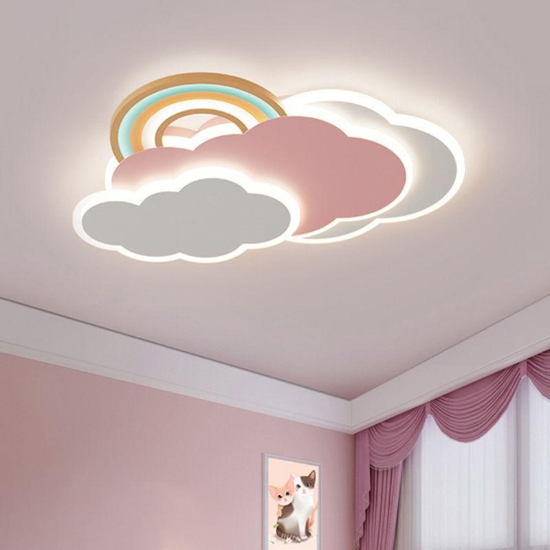 Lampa Sufitowa do Pokoju Dziecięcego w Kształcie Chmury z Tęczą