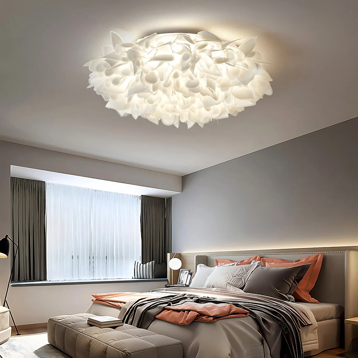 Lampa Sufitowa Glamour z Dekoracyjnymi Płatkami Kwiatów Flush Mount