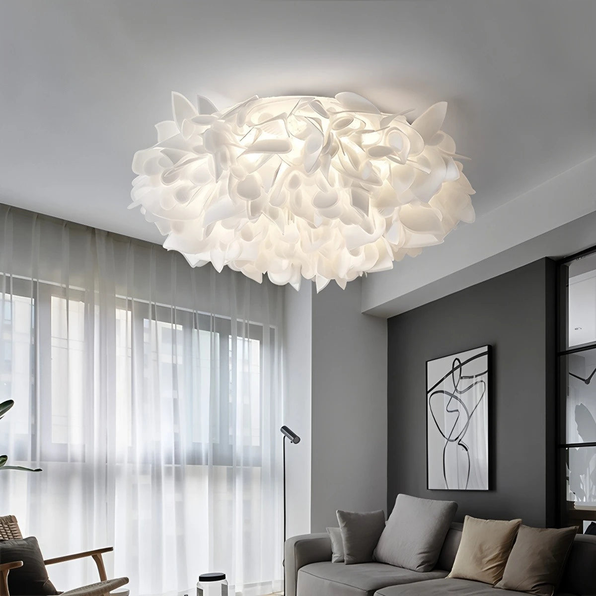 Lampa Sufitowa Glamour z Dekoracyjnymi Płatkami Kwiatów Flush Mount