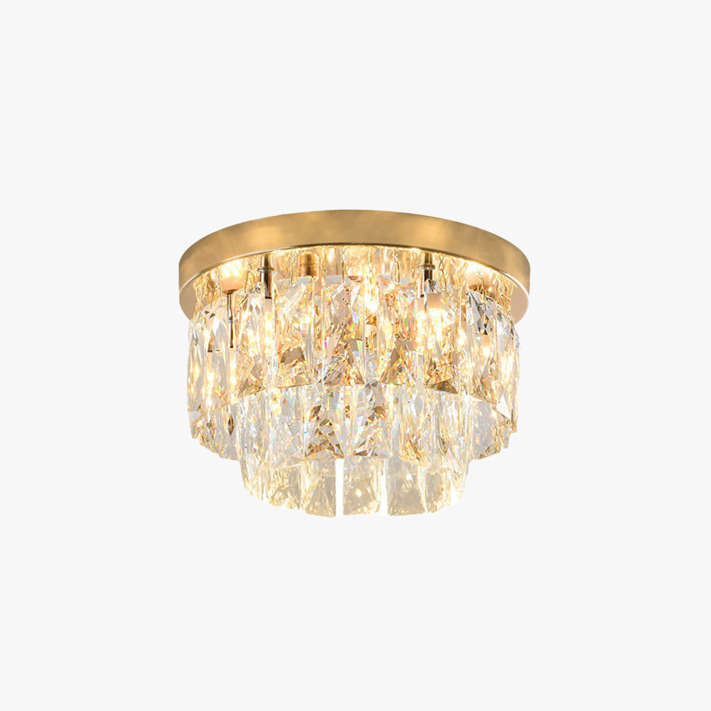 Lampa Sufitowa Glamour z Kryształami i Dwupoziomowym Kloszem