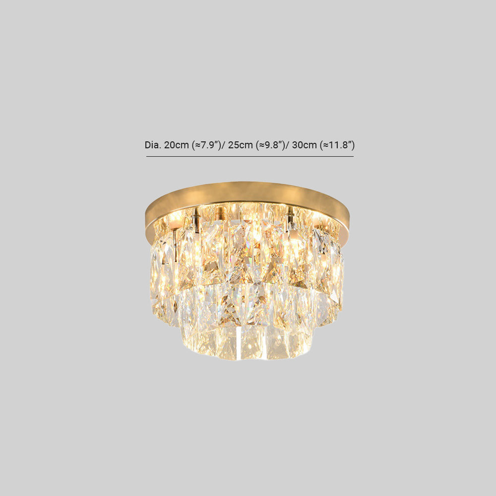 Lampa Sufitowa Glamour z Kryształami i Dwupoziomowym Kloszem