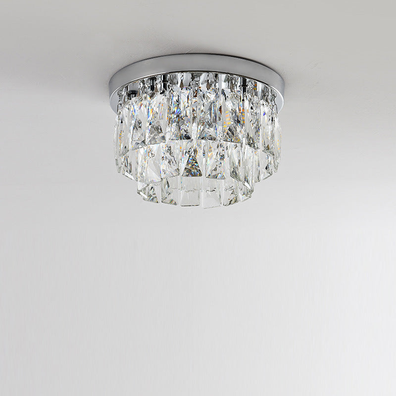 Lampa Sufitowa Glamour z Kryształami i Dwupoziomowym Kloszem