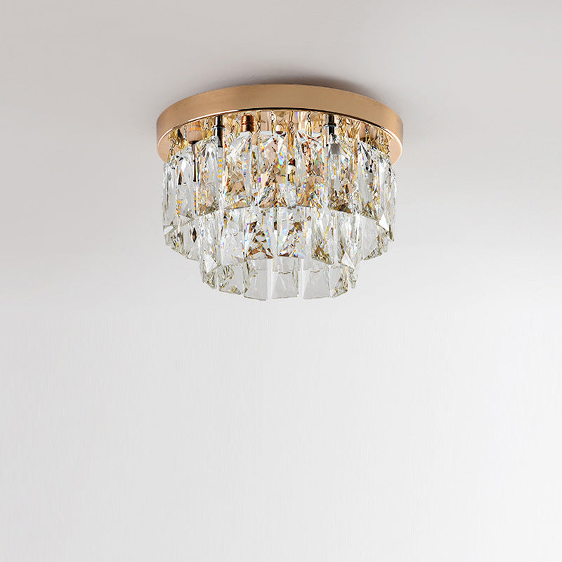 Lampa Sufitowa Glamour z Kryształami i Dwupoziomowym Kloszem