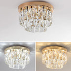 Lampa Sufitowa Glamour z Kryształami i Dwupoziomowym Kloszem