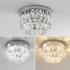 Lampa Sufitowa Glamour z Kryształami i Dwupoziomowym Kloszem