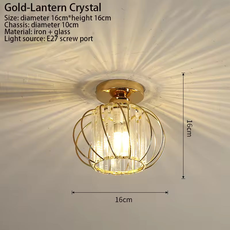 Lampa Sufitowa Glamour z Kryształami i Metalową Kloszem Kulistym