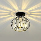 Lampa Sufitowa Glamour z Kryształami i Metalową Kloszem Kulistym