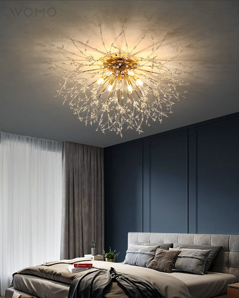 Lampa Sufitowa Glamour z Kryształami w Kształcie Dmuchawca