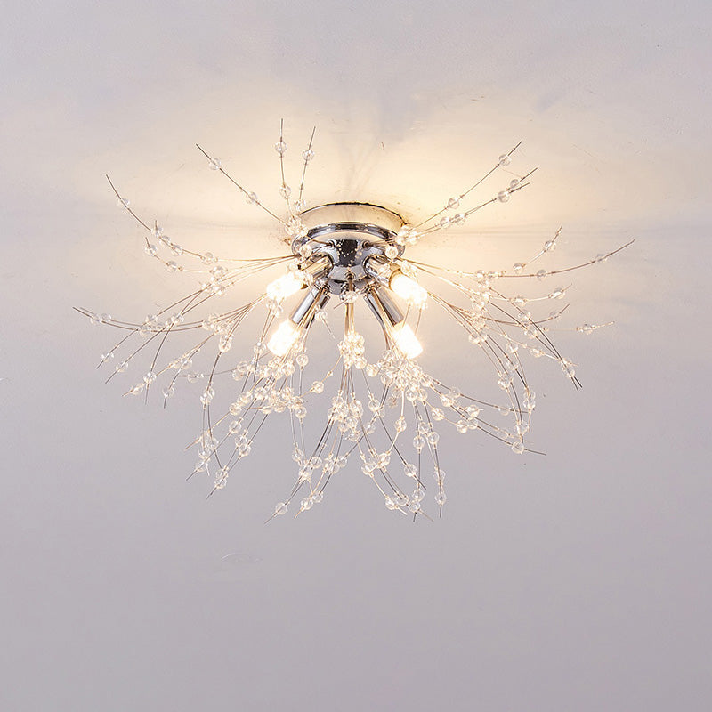 Lampa Sufitowa Glamour z Kryształami w Kształcie Dmuchawca