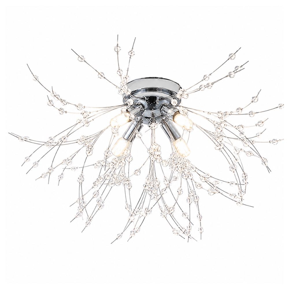 Lampa Sufitowa Glamour z Kryształami w Kształcie Dmuchawca