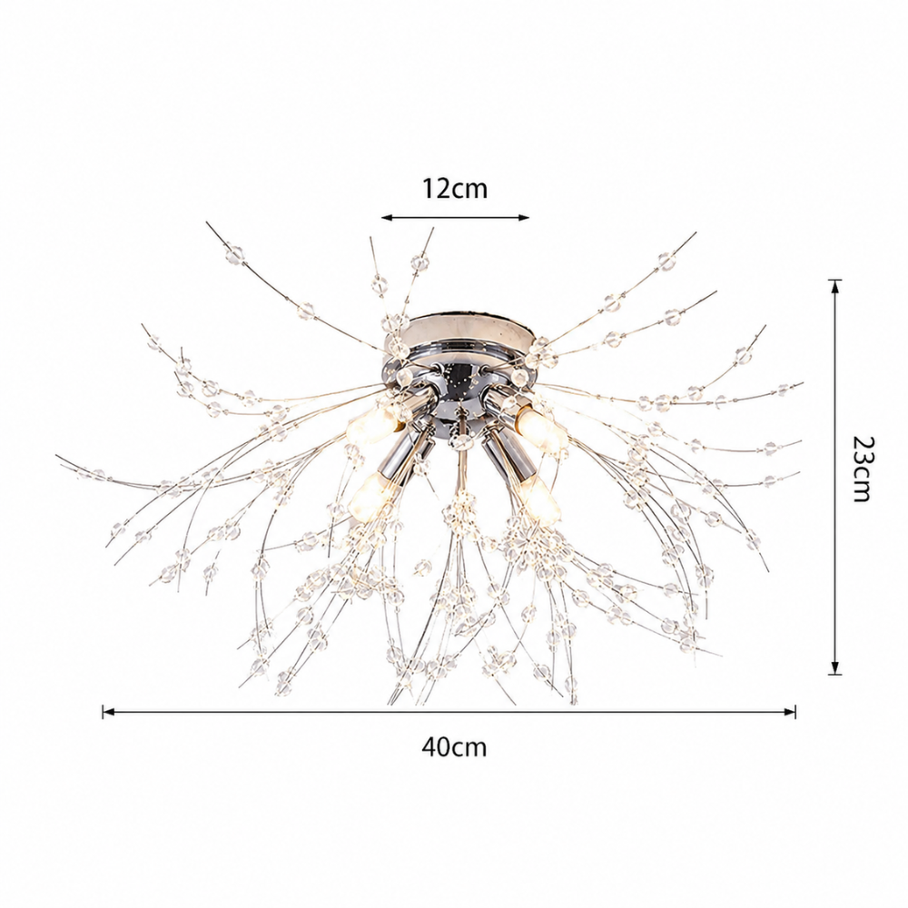 Lampa Sufitowa Glamour z Kryształami w Kształcie Dmuchawca
