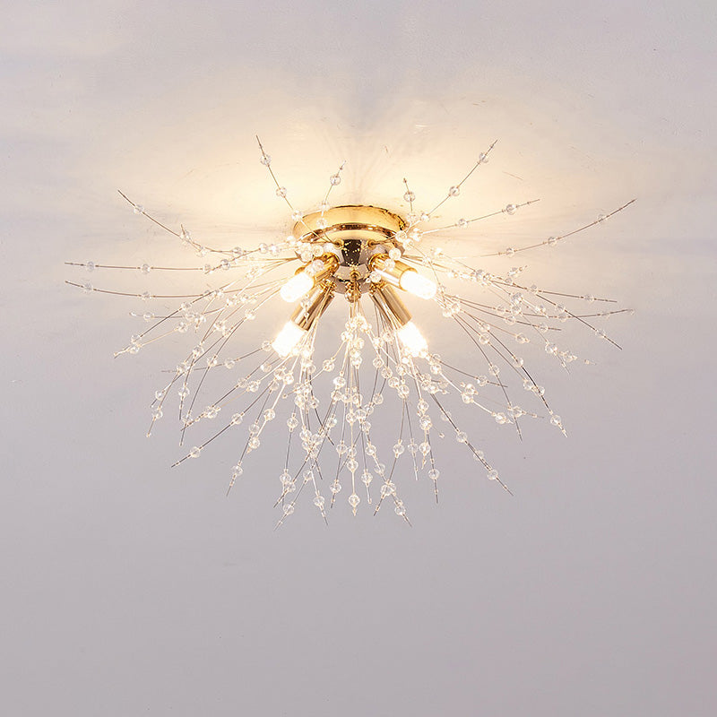 Lampa Sufitowa Glamour z Kryształami w Kształcie Dmuchawca