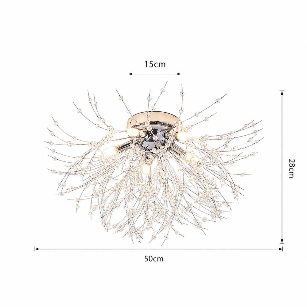 Lampa Sufitowa Glamour z Kryształami w Kształcie Dmuchawca