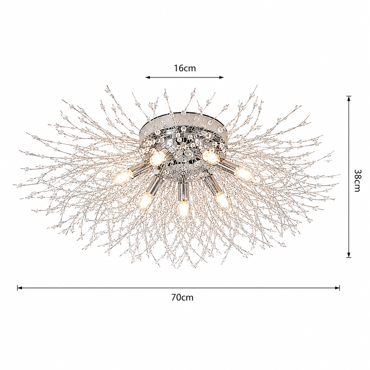 Lampa Sufitowa Glamour z Kryształami w Kształcie Dmuchawca