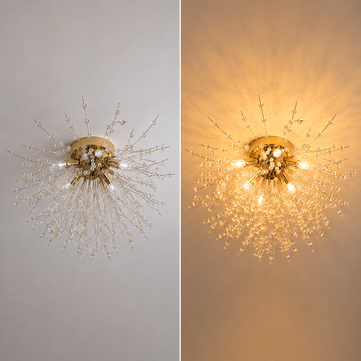 Lampa Sufitowa Glamour z Kryształami w Kształcie Dmuchawca