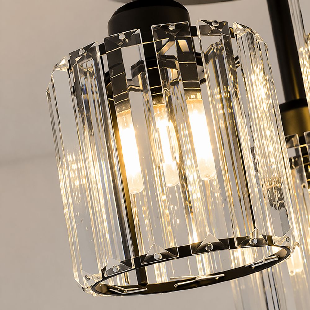 Lampa Sufitowa Glamour z Kryształowymi Kloszami i Trzema Punktami Światła