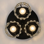 Lampa Sufitowa Glamour z Kryształowymi Kloszami i Trzema Punktami Światła