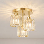 Lampa Sufitowa Glamour z Kryształowymi Kloszami i Trzema Punktami Światła