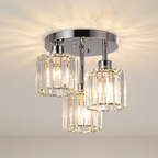 Lampa Sufitowa Glamour z Kryształowymi Kloszami i Trzema Punktami Światła