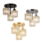 Lampa Sufitowa Glamour z Kryształowymi Kloszami i Trzema Punktami Światła