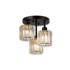 Lampa Sufitowa Glamour z Kryształowymi Kloszami i Trzema Punktami Światła