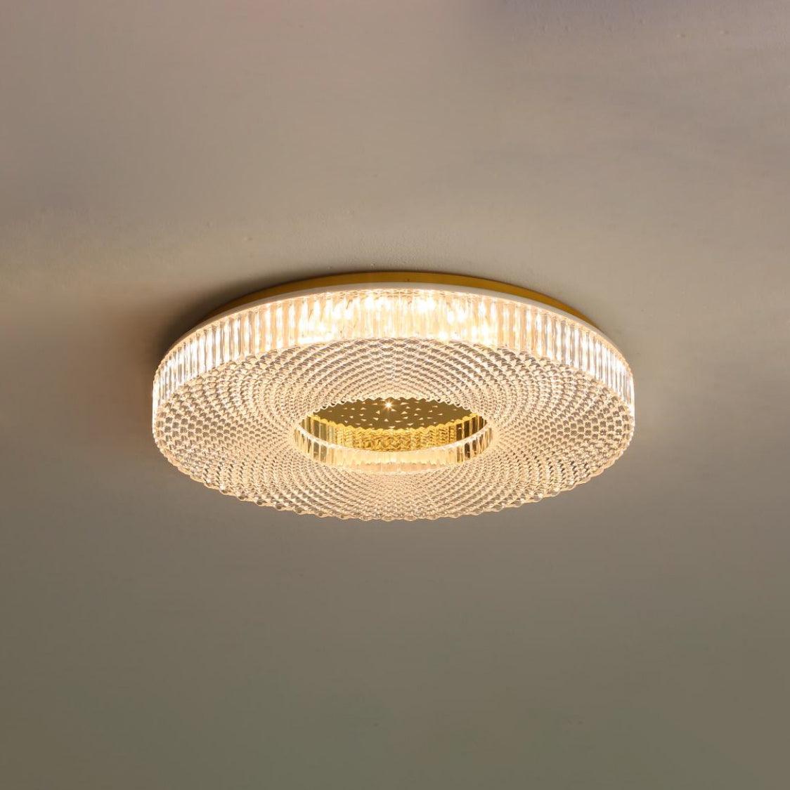 Lampa Sufitowa Glamour z Okrągłym Kloszem Akrylowym i Zintegrowanym LED