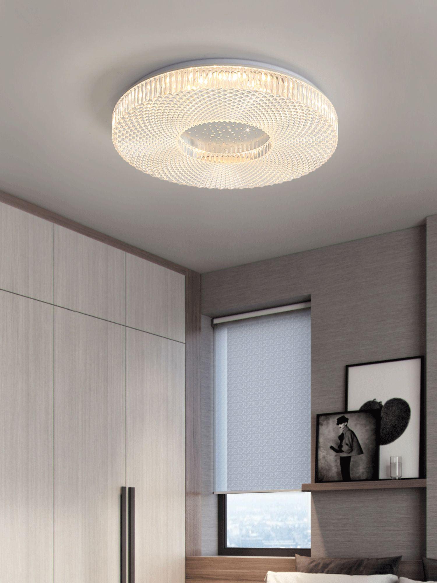 Lampa Sufitowa Glamour z Okrągłym Kloszem Akrylowym i Zintegrowanym LED