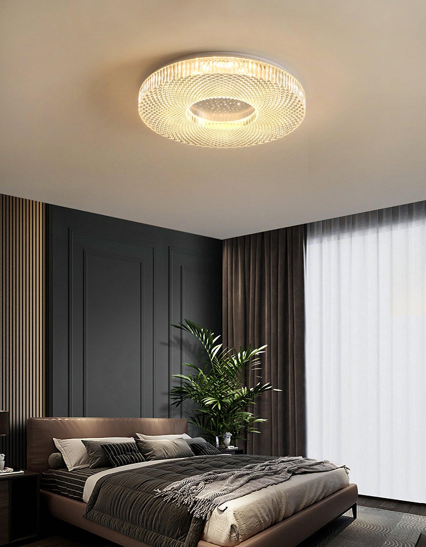 Lampa Sufitowa Glamour z Okrągłym Kloszem Akrylowym i Zintegrowanym LED