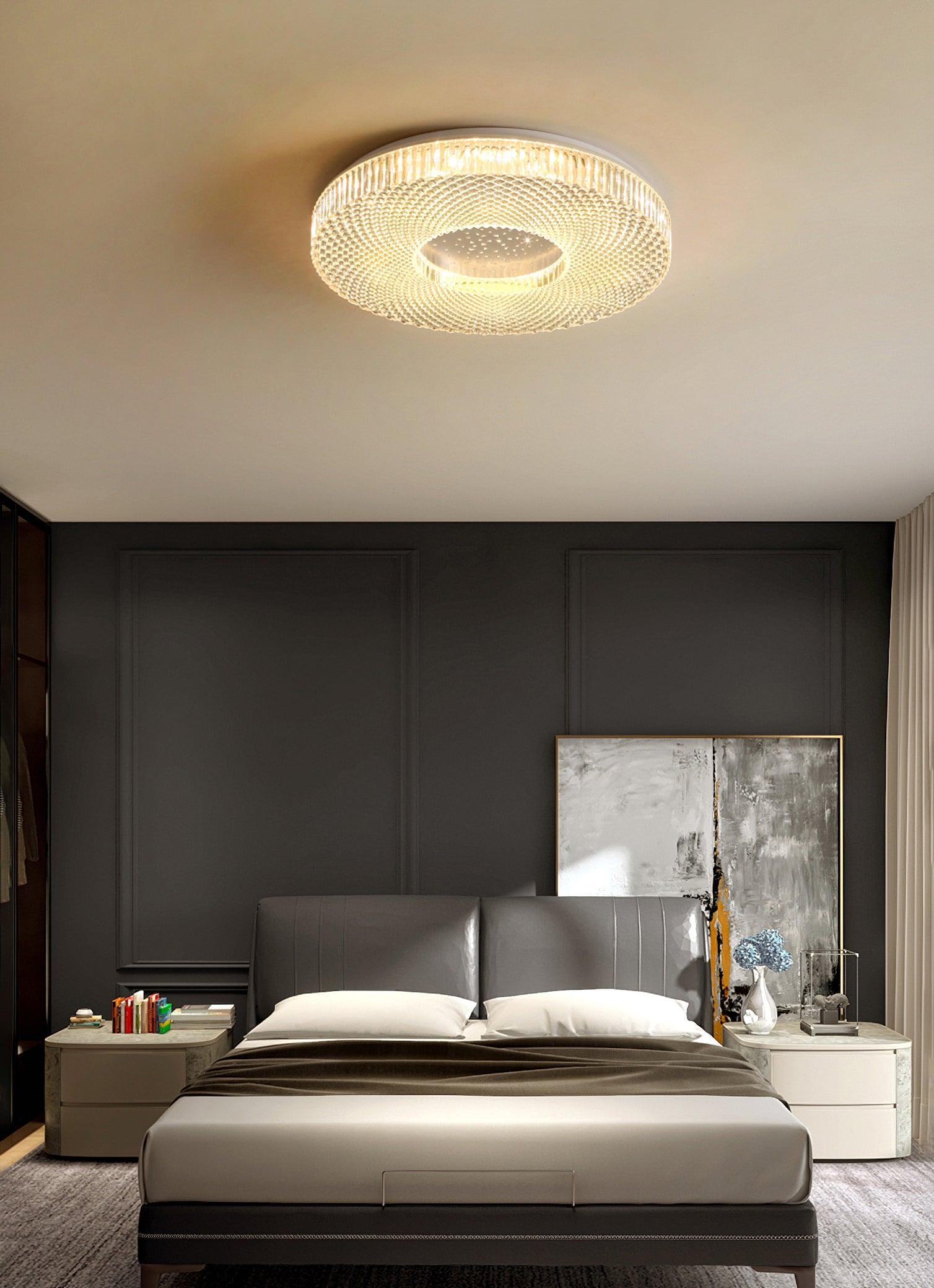 Lampa Sufitowa Glamour z Okrągłym Kloszem Akrylowym i Zintegrowanym LED