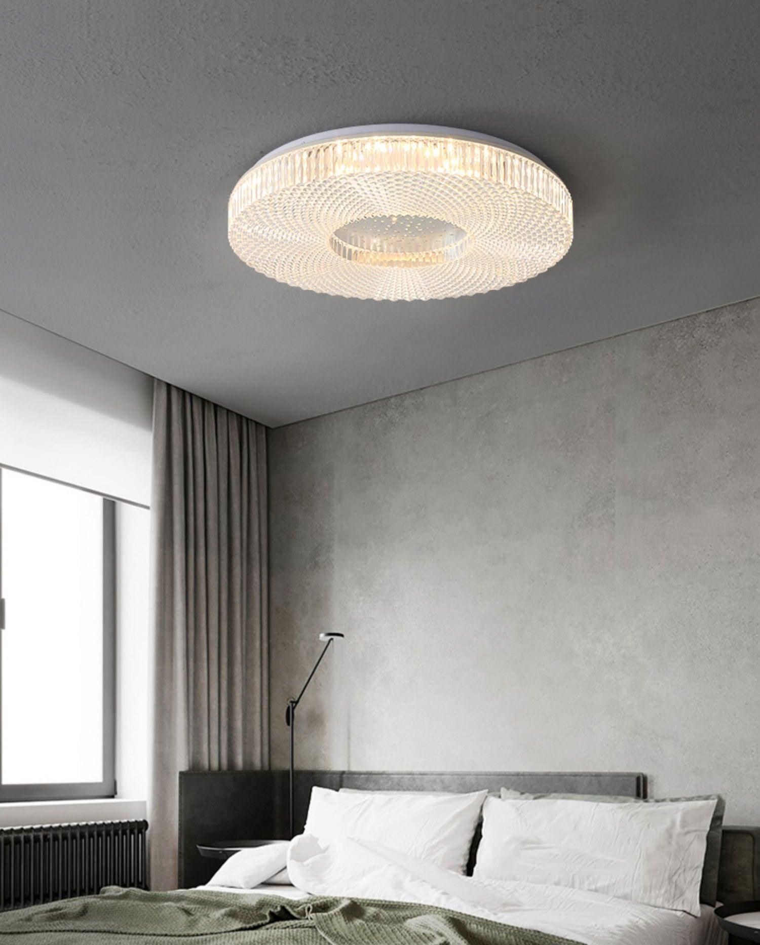Lampa Sufitowa Glamour z Okrągłym Kloszem Akrylowym i Zintegrowanym LED
