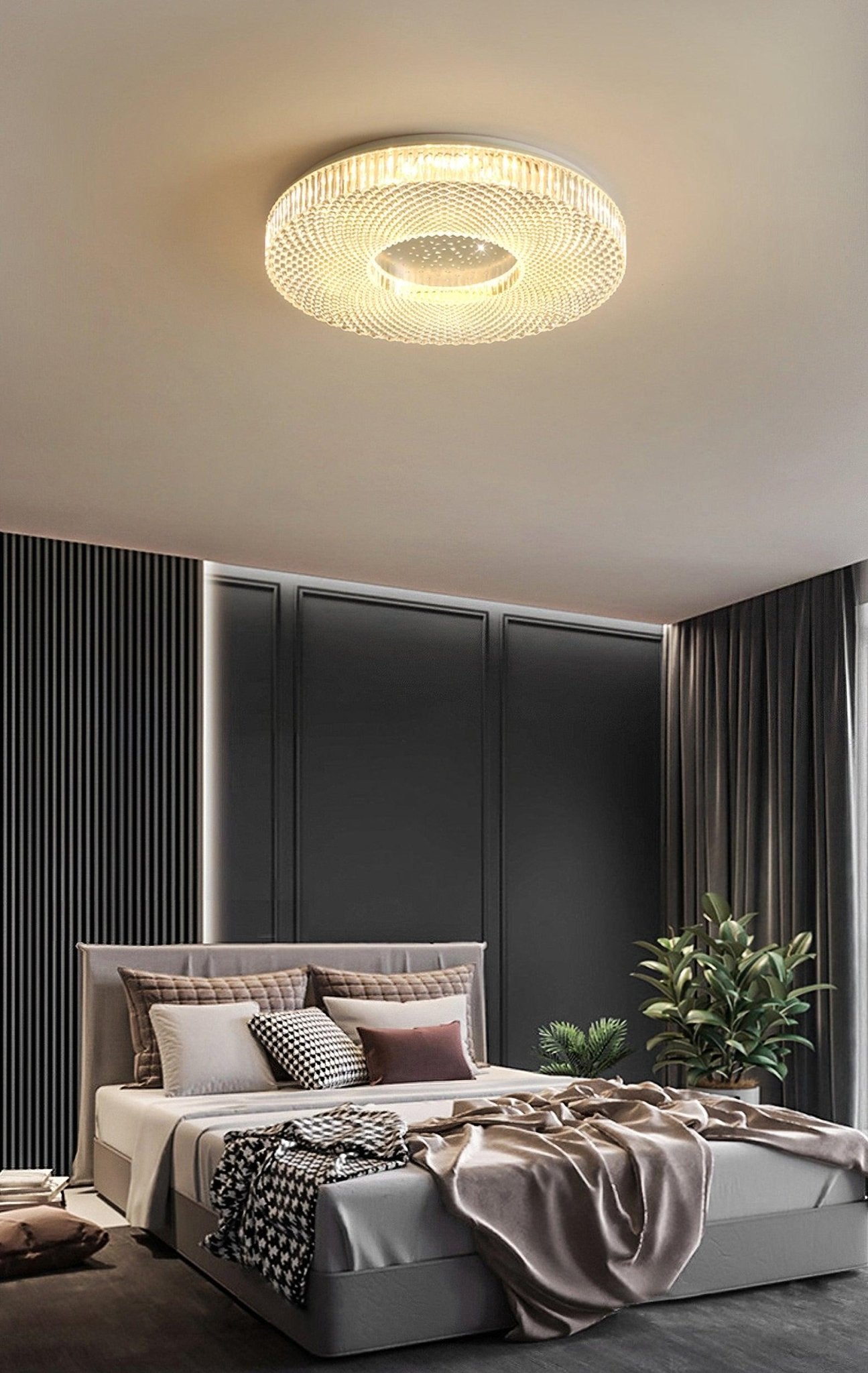 Lampa Sufitowa Glamour z Okrągłym Kloszem Akrylowym i Zintegrowanym LED