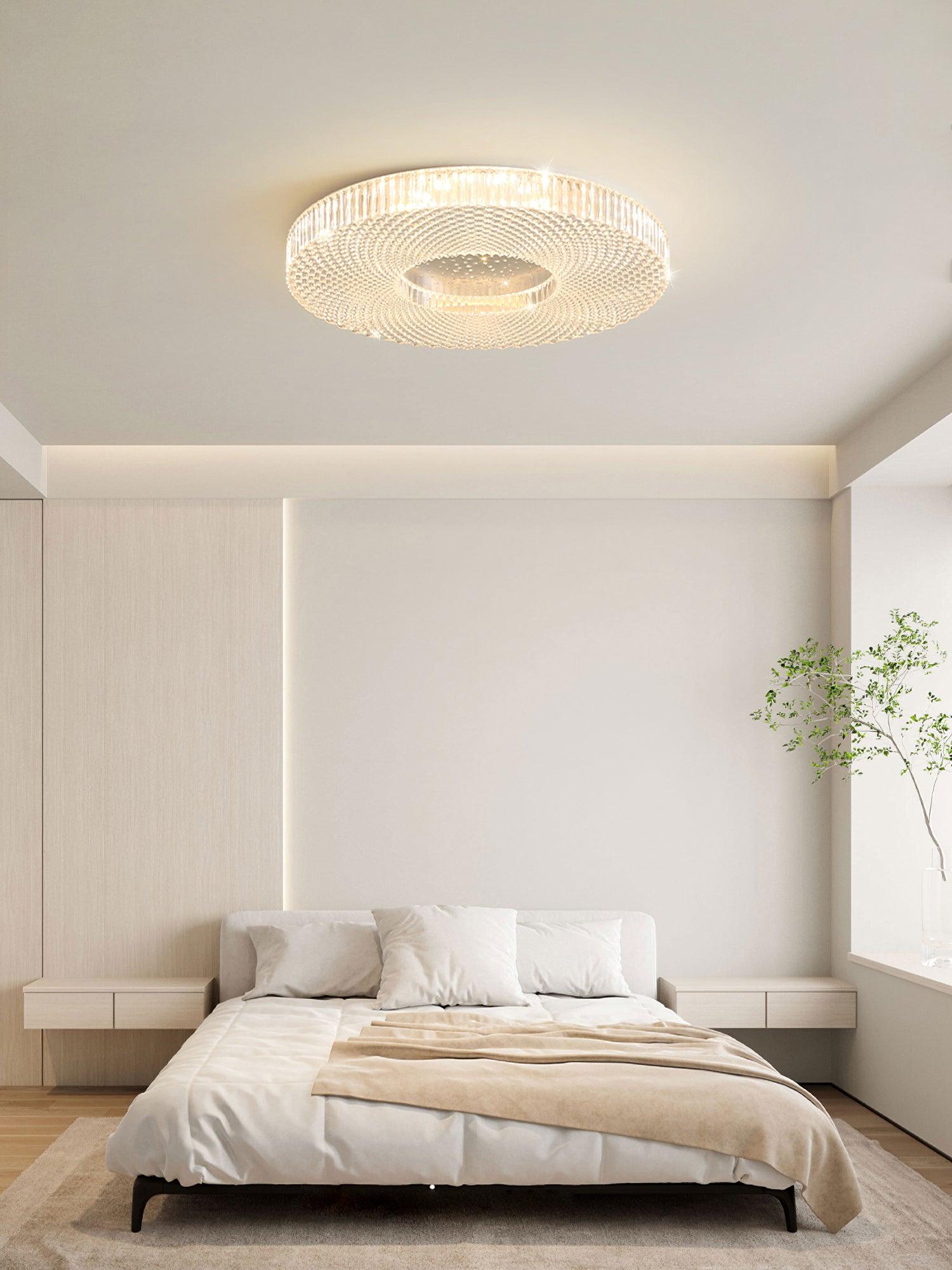 Lampa Sufitowa Glamour z Okrągłym Kloszem Akrylowym i Zintegrowanym LED
