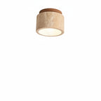 Lampa Sufitowa Japandi z Okrągłym Kloszem ze Strukturą Kamienia