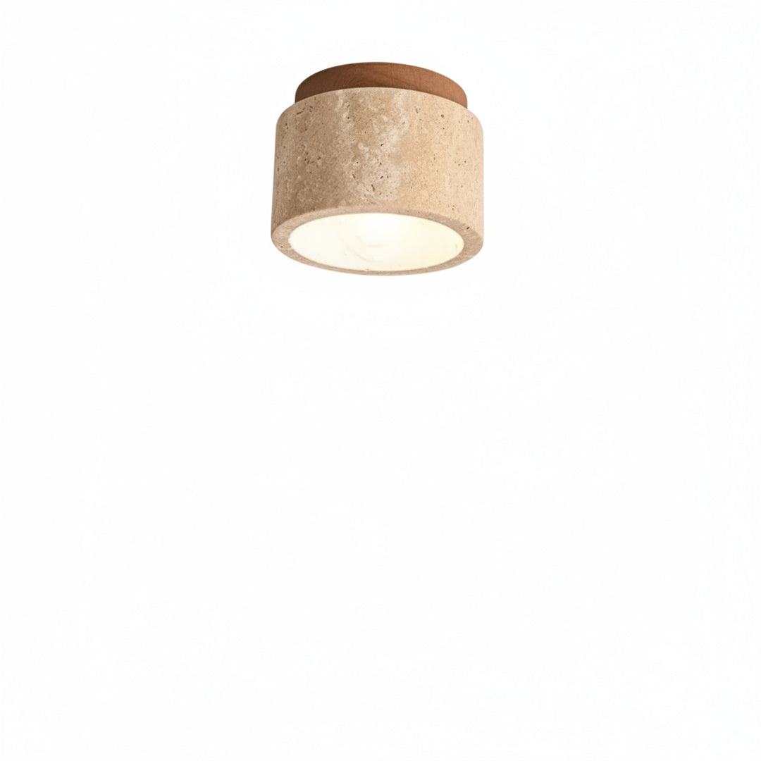 Lampa Sufitowa Japandi z Okrągłym Kloszem ze Strukturą Kamienia