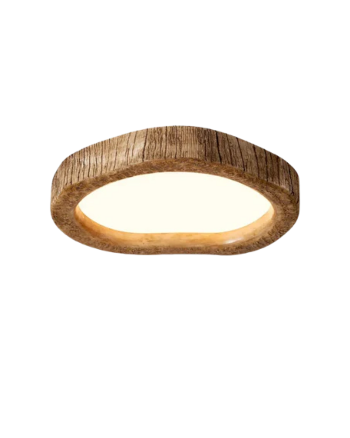 Lampa Sufitowa Japandi z Organicznym Drewnianym Obramowaniem