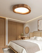 Lampa Sufitowa Japandi z Organicznym Drewnianym Obramowaniem