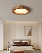 Lampa Sufitowa Japandi z Organicznym Drewnianym Obramowaniem