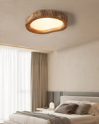Lampa Sufitowa Japandi z Organicznym Drewnianym Obramowaniem