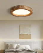 Lampa Sufitowa Japandi z Organicznym Drewnianym Obramowaniem
