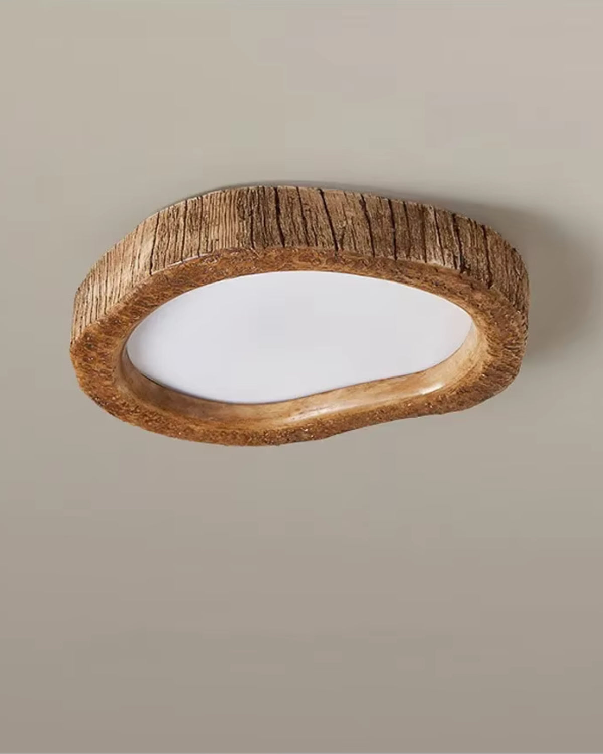Lampa Sufitowa Japandi z Organicznym Drewnianym Obramowaniem