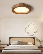 Lampa Sufitowa Japandi z Organicznym Drewnianym Obramowaniem
