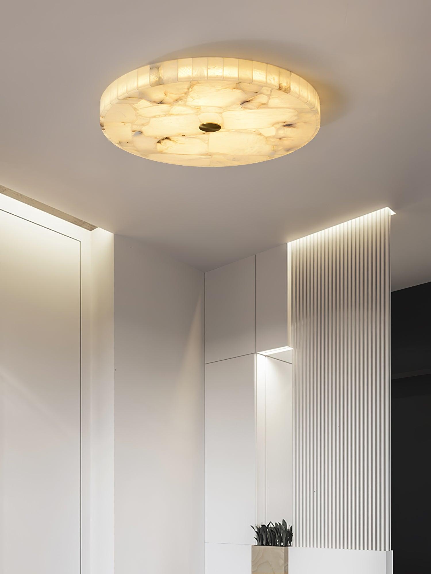 Lampa Sufitowa Minimalistyczna z Alabastrem i Okrągłą Kloszem