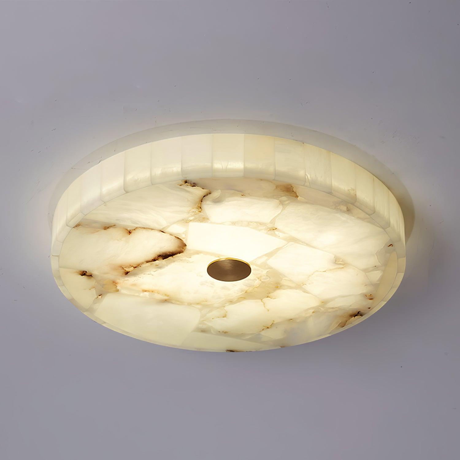 Lampa Sufitowa Minimalistyczna z Alabastrem i Okrągłą Kloszem