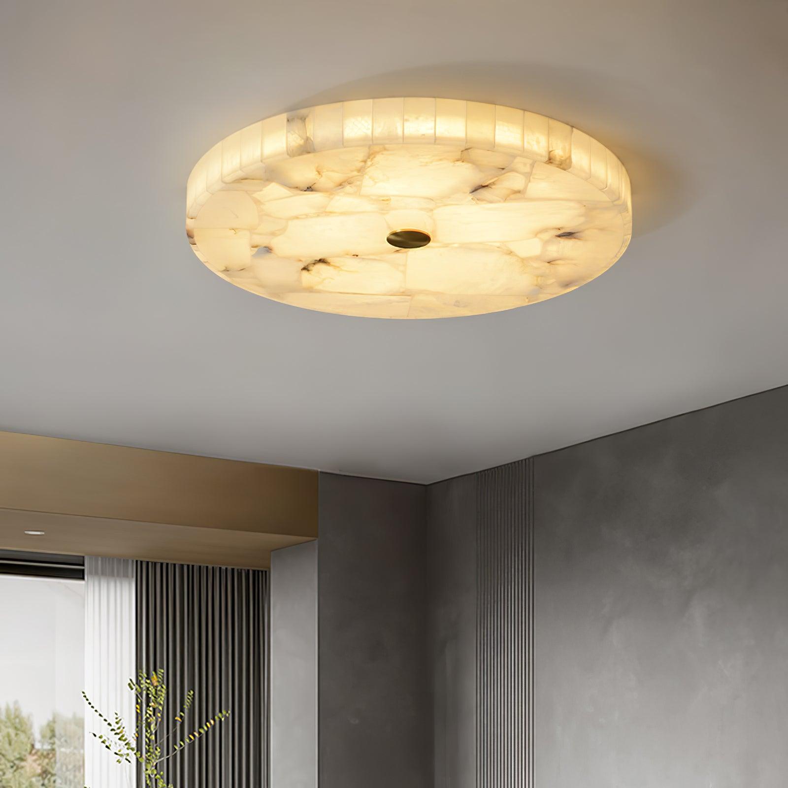 Lampa Sufitowa Minimalistyczna z Alabastrem i Okrągłą Kloszem
