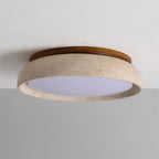 Lampa Sufitowa Minimalistyczna z Naturalnego Trawertynu i Drewna
