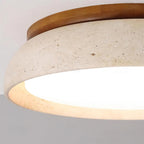 Lampa Sufitowa Minimalistyczna z Naturalnego Trawertynu i Drewna