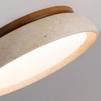Lampa Sufitowa Minimalistyczna z Naturalnego Trawertynu i Drewna